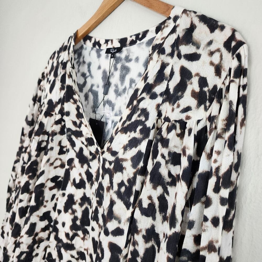 Rails Fable Blurred Cheetah Print V-Neck Blouse Flounce Sleeve NWT XLarge XL - Picture 7 of 16